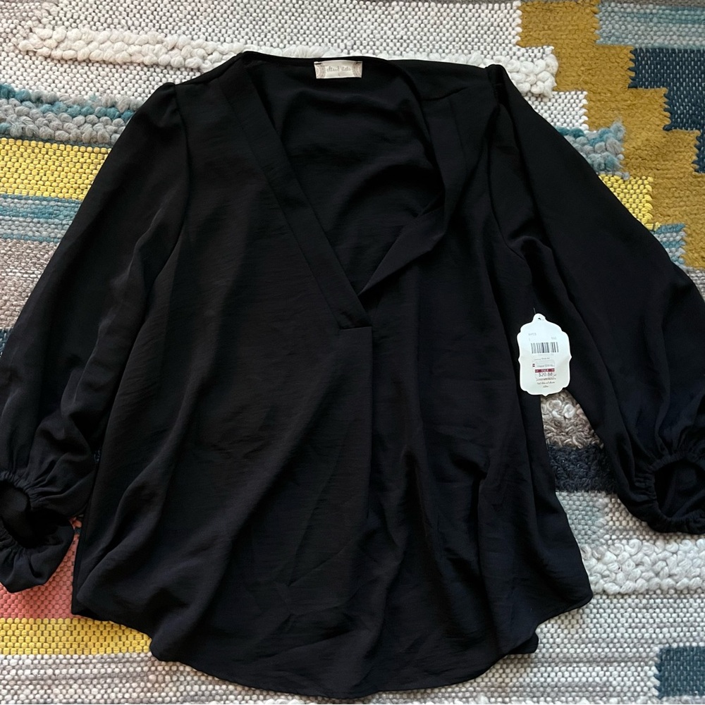 Altar’d State Black Long Sleeve V Neck Women's Top